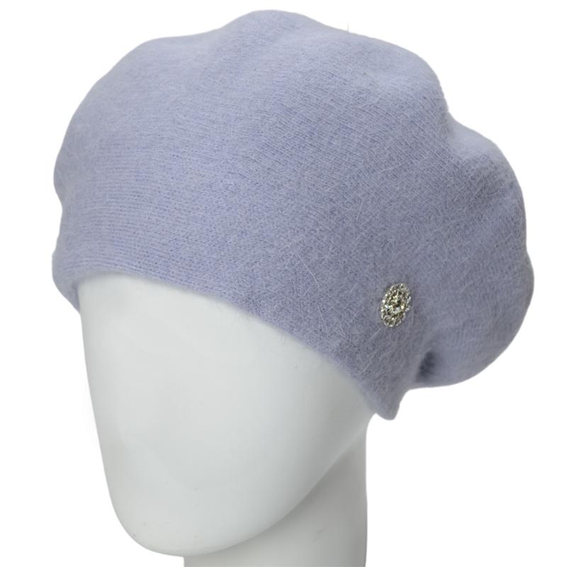 Берет женский Novita Фанни ангоровый на ножке one size Джинс