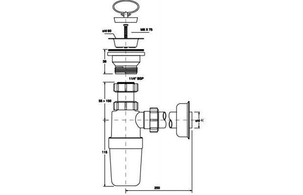 Сифон для умывальника Mcalpine 1,1/4х40 (HC1L-40J) - фото 2