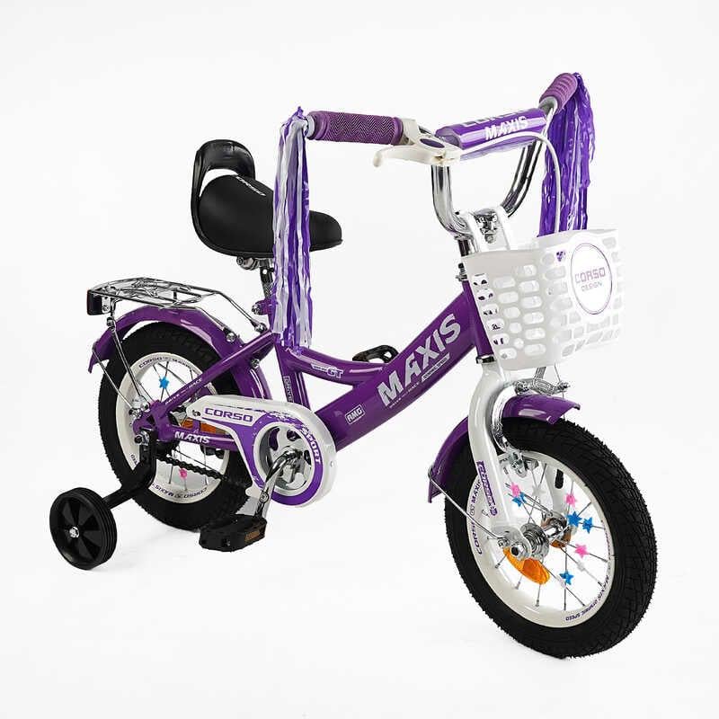 Велосипед дитячий Corso Maxis ручне гальмо дзвіночок зібраний на 75% 12" Violet (161768)
