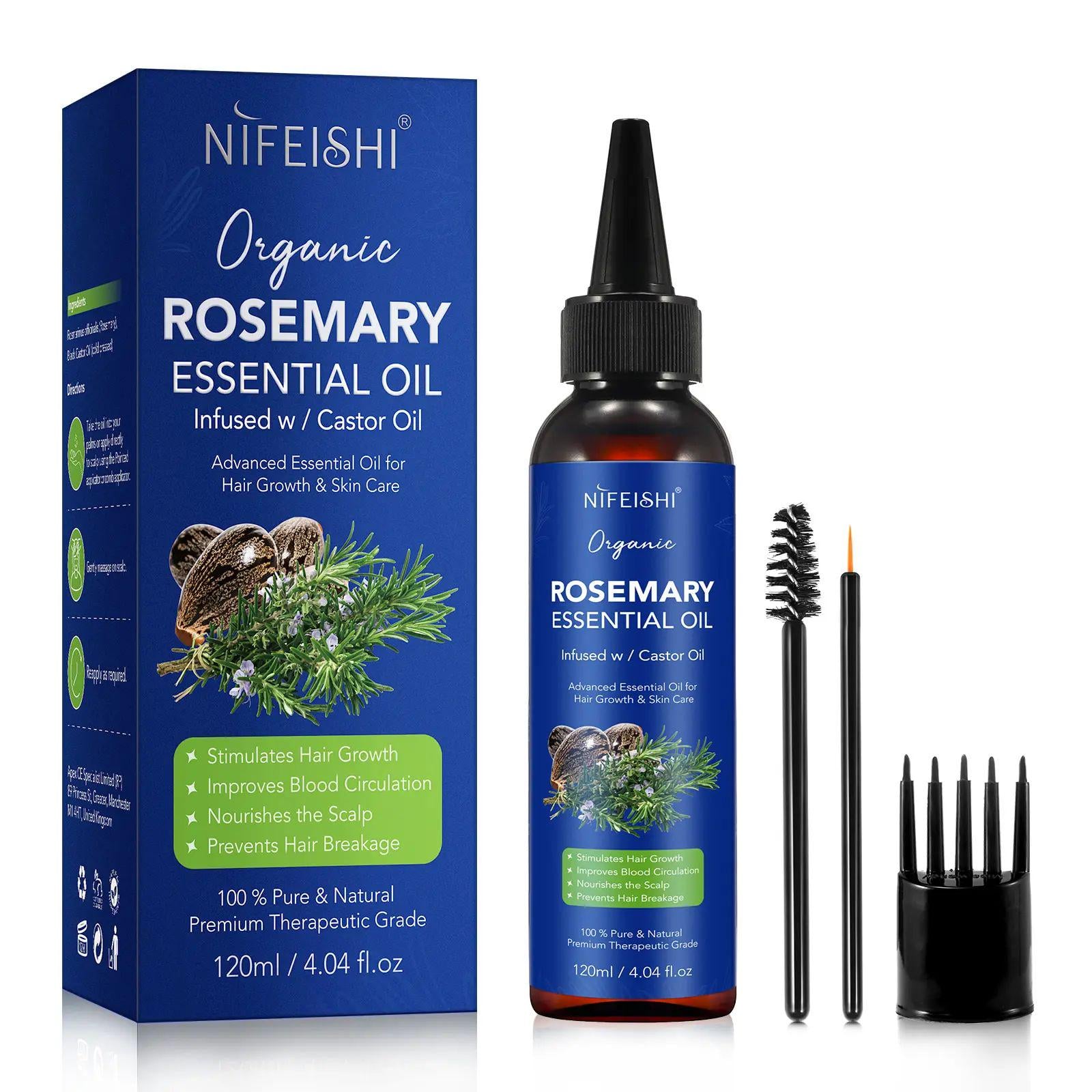 Набор масел розмариновое/ямайское/касторовое NIFEISHI Rosemary Essential Oil/Castrol Oil для роста и питания волос и массажа тела 120 мл