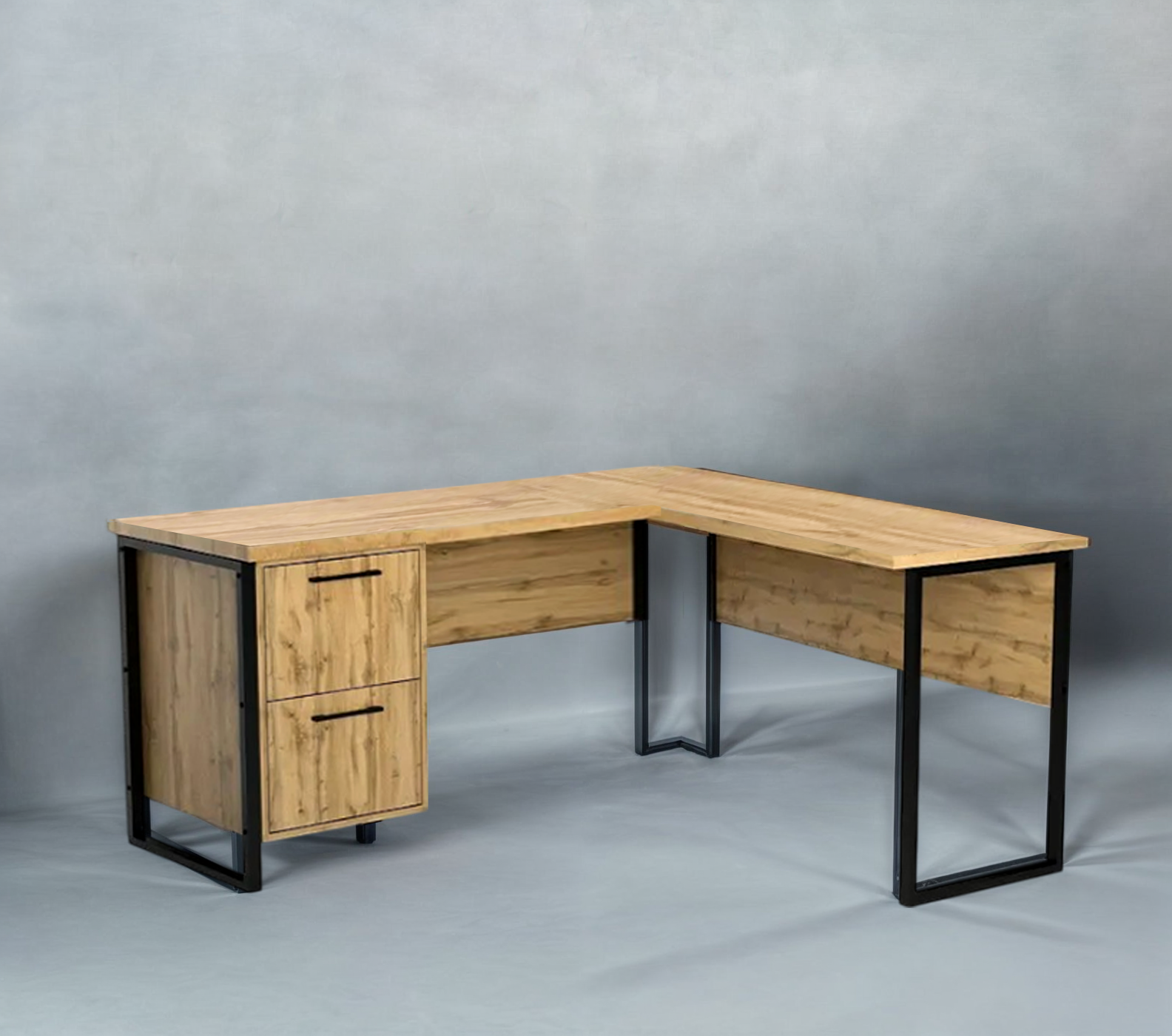 Стол угловой офисный Tobi Sho LOFT Gold СУЛГ/5-1 с 2 ящиками столешница 18 мм 1400х1400х750 Дуб аппалачи