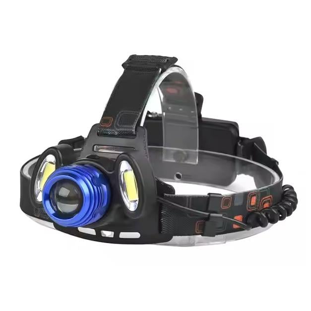 Фонарь налобный 2117T6 COB USB оптический зум Черный/Синий (30492575)