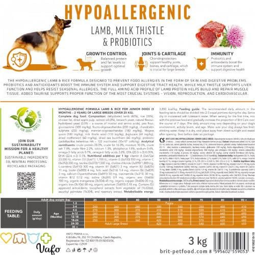 Корм сухой Brit Care Dog Hypoallergenic Junior Large Breed для молодых собак крупных гипоаллергенных пород с ягненком 1 кг - фото 6 Корм сухой Brit Care Dog Hypoallergenic Junior Large Breed для молодых собак крупных гипоаллергенных пород с ягненком 1 кг - фото 6