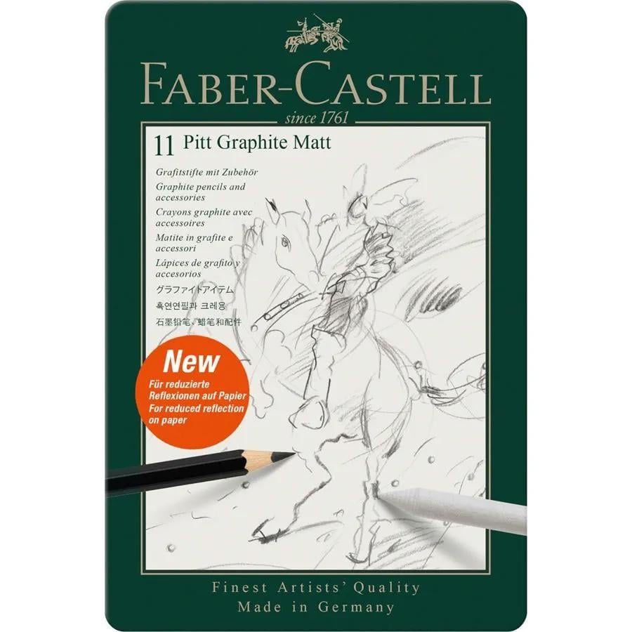 Набор чернографитных карандашей Faber-Castell PITT металлический пенал 11 пр. Matt Graphite (115220)