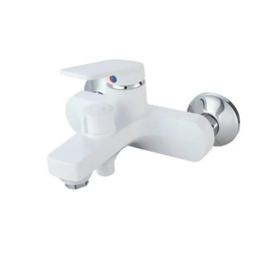 Смеситель для ванны PLAMIX Lucas-009 EURO SET со шлангом/лейкой и кронштейном White (PM0708)