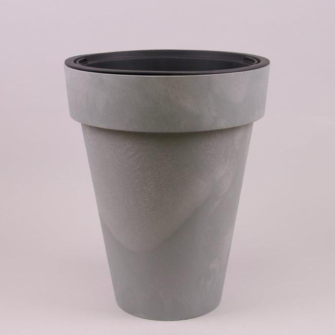 Горшок пластиковый Flora Cube Slim Beton Effect с вкладом 28 см Бетонный (91084)
