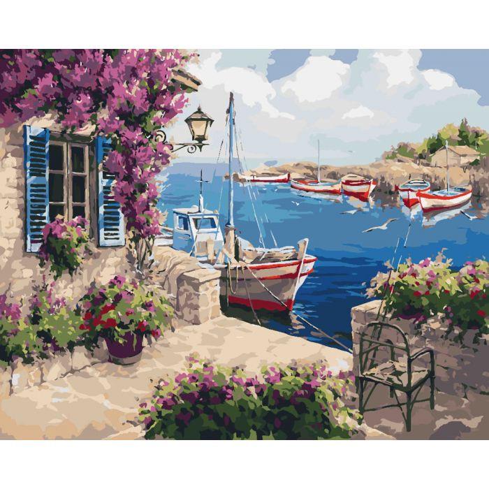 Картина по номерам Ідейка Сельский пейзаж На рассвете 40х50 см (KHO2237)