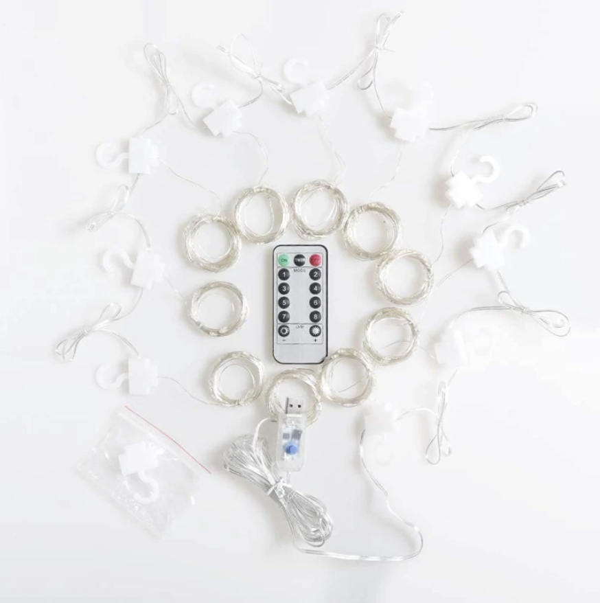 Гірлянда-штора світлодіодна Decorative Light Роса USB пульт 3х2 м Холодний білий - фото 3 Гірлянда-штора світлодіодна Decorative Light Роса USB пульт 3х2 м Холодний білий - фото 3