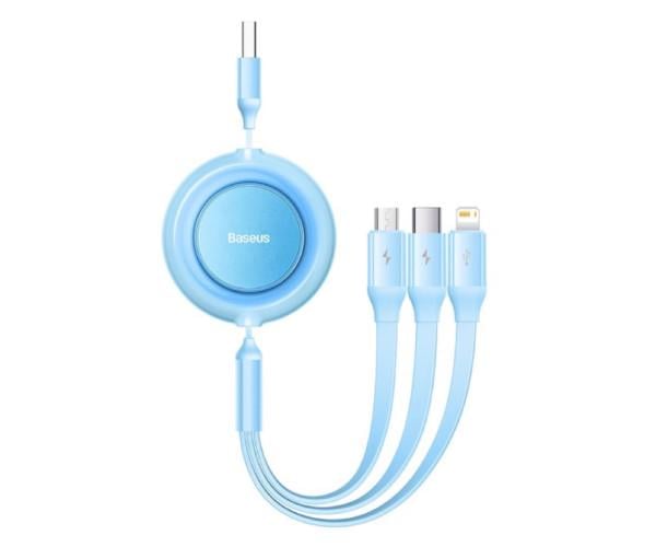 Кабель Data BASEUS Bright Mirror 2 Series Retractable 3в1 3,5A 1,1 м Sky Blue