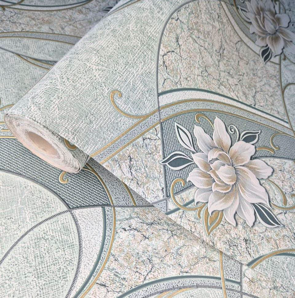 Шпалери вінілові на паперовій основі Слов'янські шпалери 376-04 в спальню 0,53x10,05 м Зелений (2302243954)