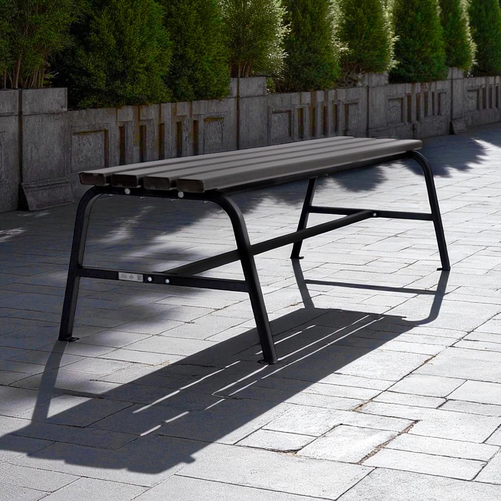 Лавка садова ТОБІ ШО без спинки для дачі/парку 1503х450х650 мм Графітово-чорний - фото 2 Лавка садова ТОБІ ШО без спинки для дачі/парку 1503х450х650 мм Графітово-чорний - фото 2