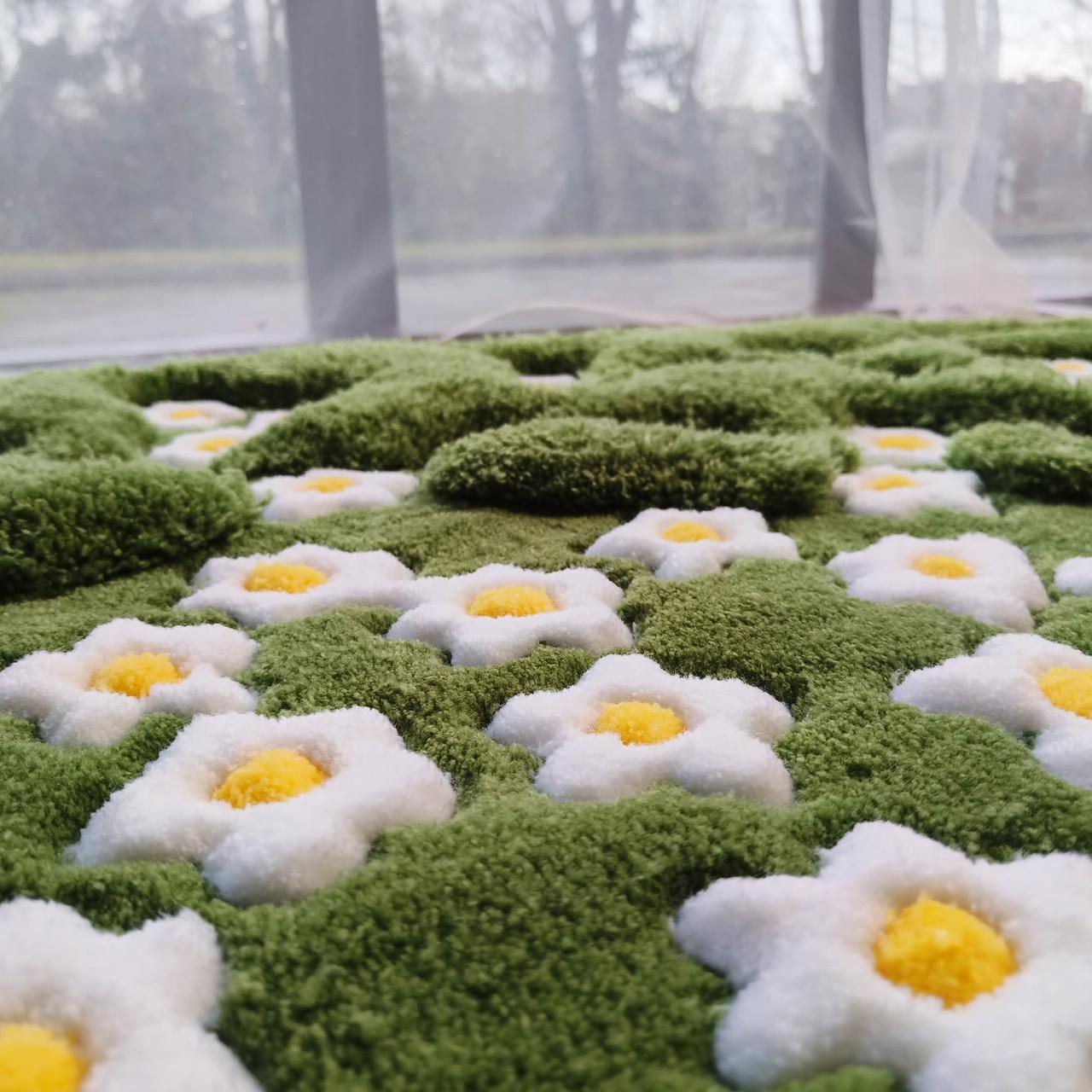 Килим ручної роботи з об'ємним візерунком Ромашкове поле 50х50 см - фото 8 Килим ручної роботи з об'ємним візерунком Ромашкове поле 50х50 см - фото 8