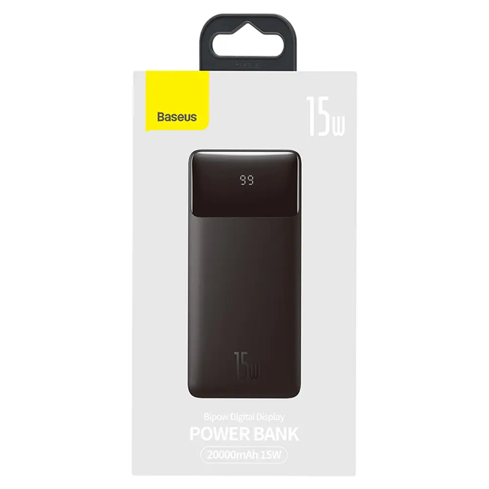 Повербанк Baseus Bipow Digital Display 2xUSB/Type-C 15W 20000 mAh Black (PPDML-J01) - фото 5