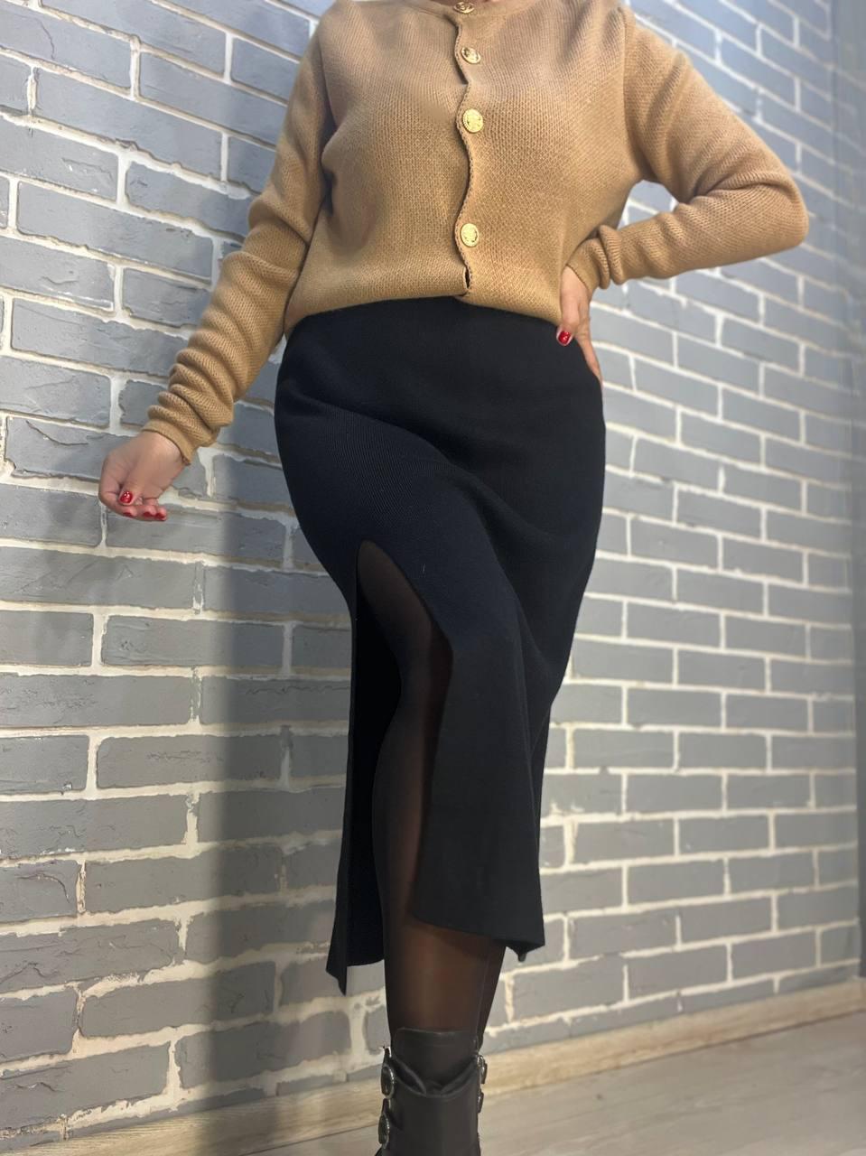 Спідниця жіноча My fashion 891 в'язка тепла розріз французька довжина OS Чорний (2949) - фото 5 Спідниця жіноча My fashion 891 в'язка тепла розріз французька довжина OS Чорний (2949) - фото 5