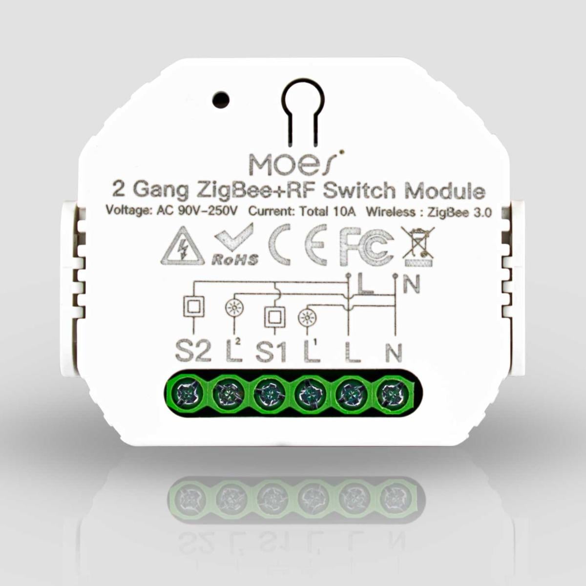 Реле двухканальное Moes ZigBee 3.0 RF (MS-104BZ)