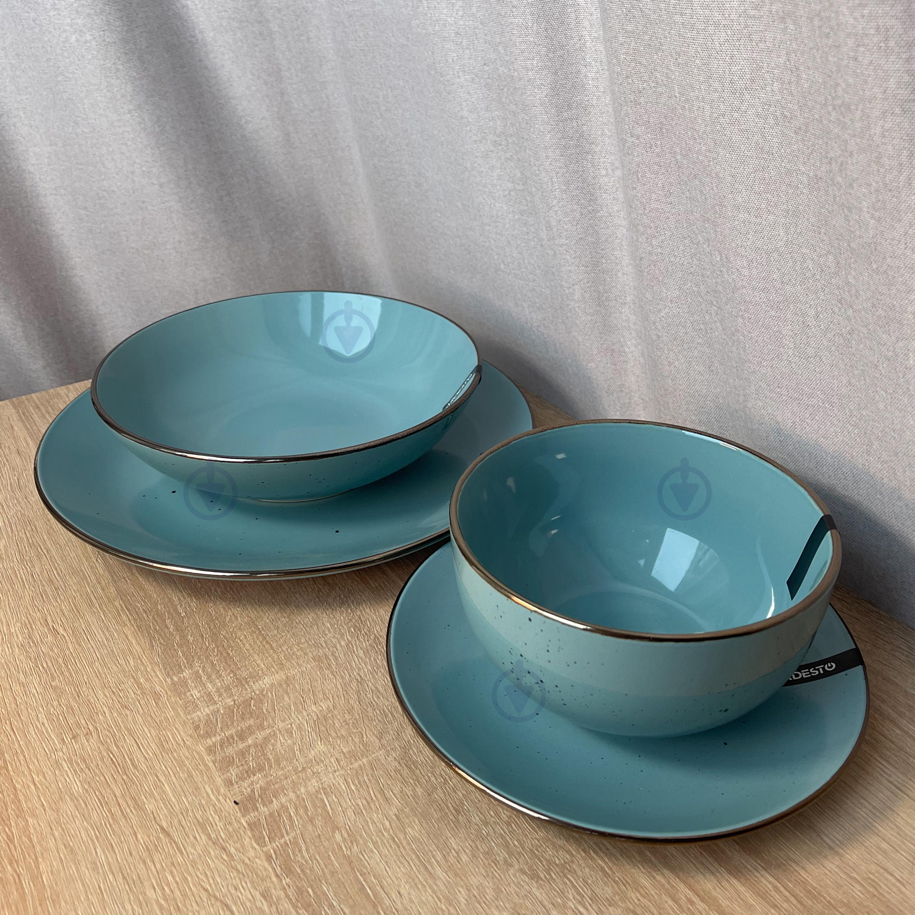 Сервіз столового посуду Ardesto Bagheria 48 предметов 12 персон кам'яна кераміка Бірюзовий - фото 4