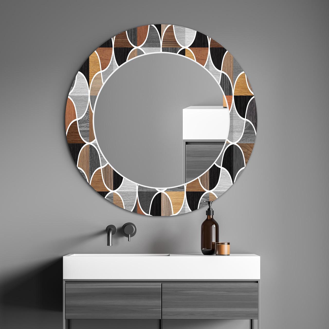 Дзеркало на стіну NovellaPrint з малюнком орнаменту кругле 70 см (2008.3) Дзеркало на стіну NovellaPrint з малюнком орнаменту кругле 70 см (2008.3)