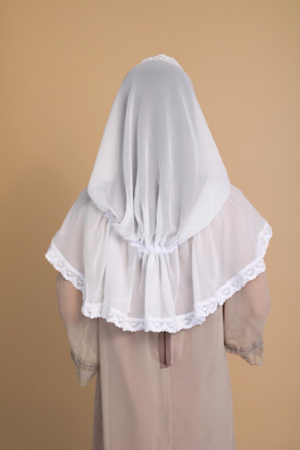 Палантин для храма на голову 80x120 см Белый (п019) - фото 3 Палантин для храма на голову 80x120 см Белый (п019) - фото 3