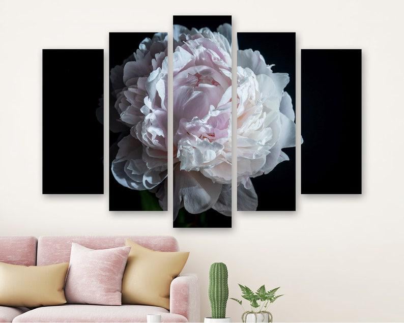 Модульная картина на холсте из пяти частей KIL Art Пышный белый пион 187x119 см (M51_XL_423)
