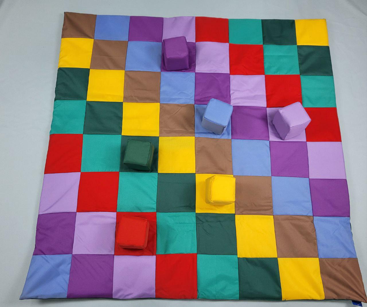 Развивающий коврик-матрас с разноцветными кубиками 120х120 см (1458)