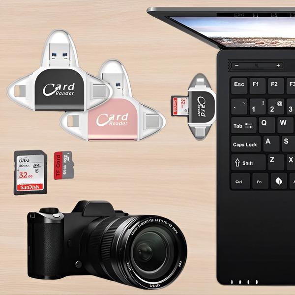 Картридер 4в1 USB-A/Type-C/Micro-USB/Lightning (D00512) - фото 2