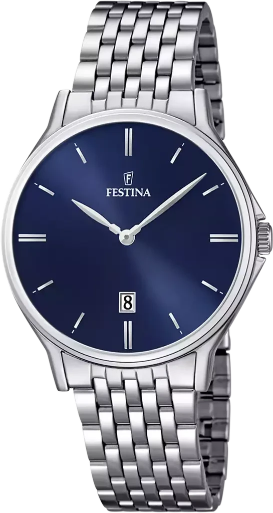 Наручные часы мужские Festina Classics F16744/3 со стальным корпусом и синим циферблатом Наручные часы мужские Festina Classics F16744/3 со стальным корпусом и синим циферблатом