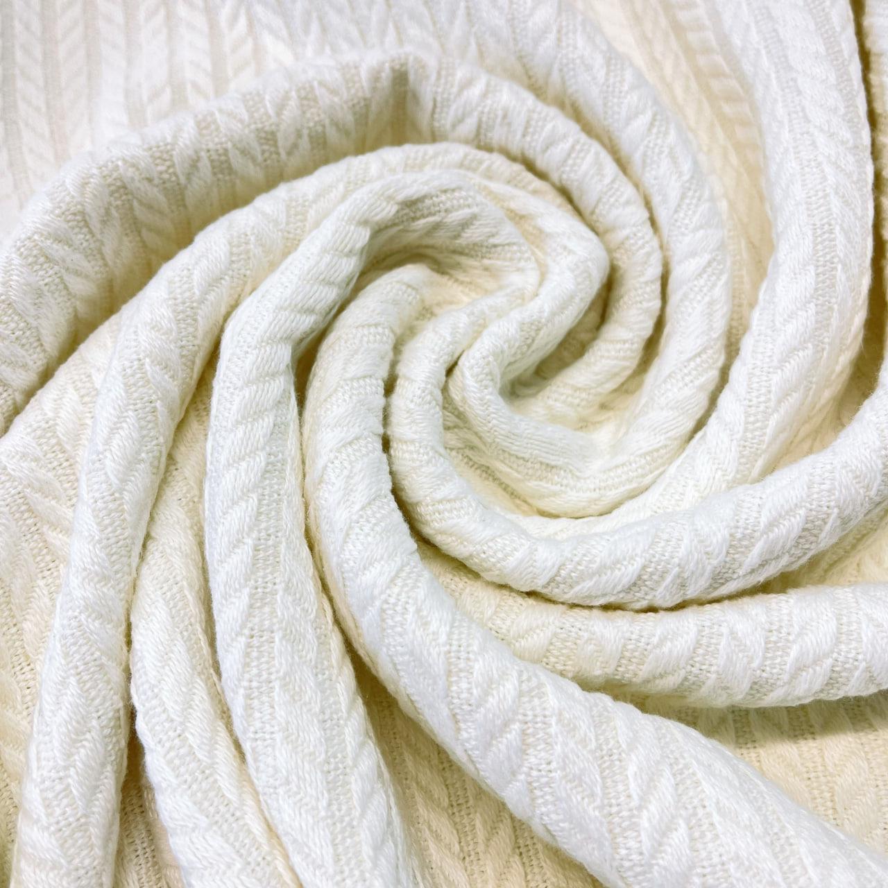 Ткань пике косичка однотонная 240 см 100% хлопок Молочный (org02/240)