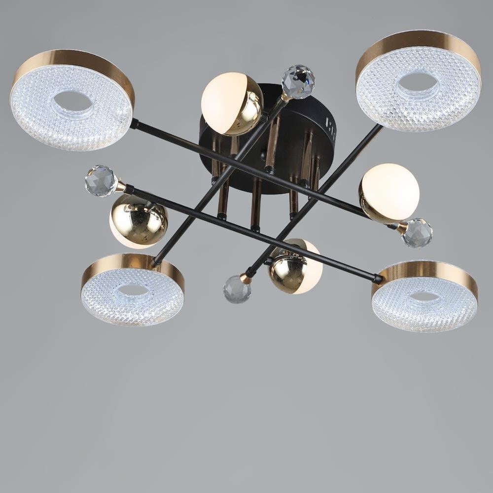 Люстра стельова світлодіодна Lighthouse SRS-19915/4+4 Чорний/Золотий/Білий