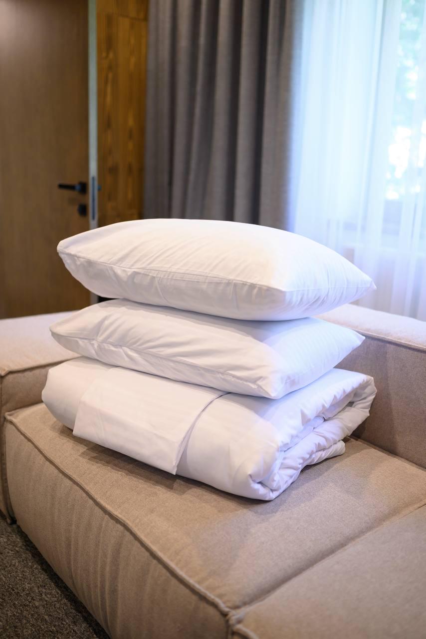 Комплект постельного белья Signorina Siena из страйп-сатина евро 50х70 см/70х70 см Белый (001E) - фото 4