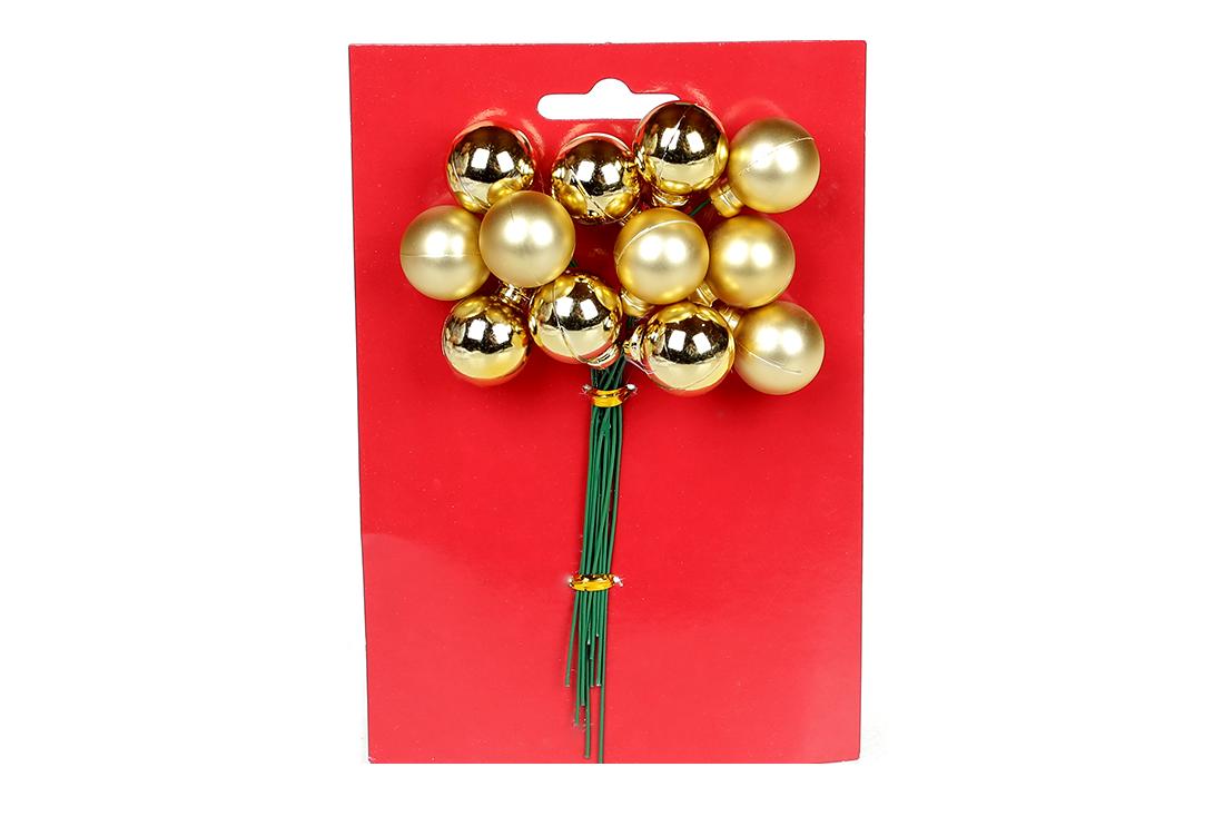 Гроздь ягод Bonadi для декора 12 шт. 2 см Золотой (898-233)