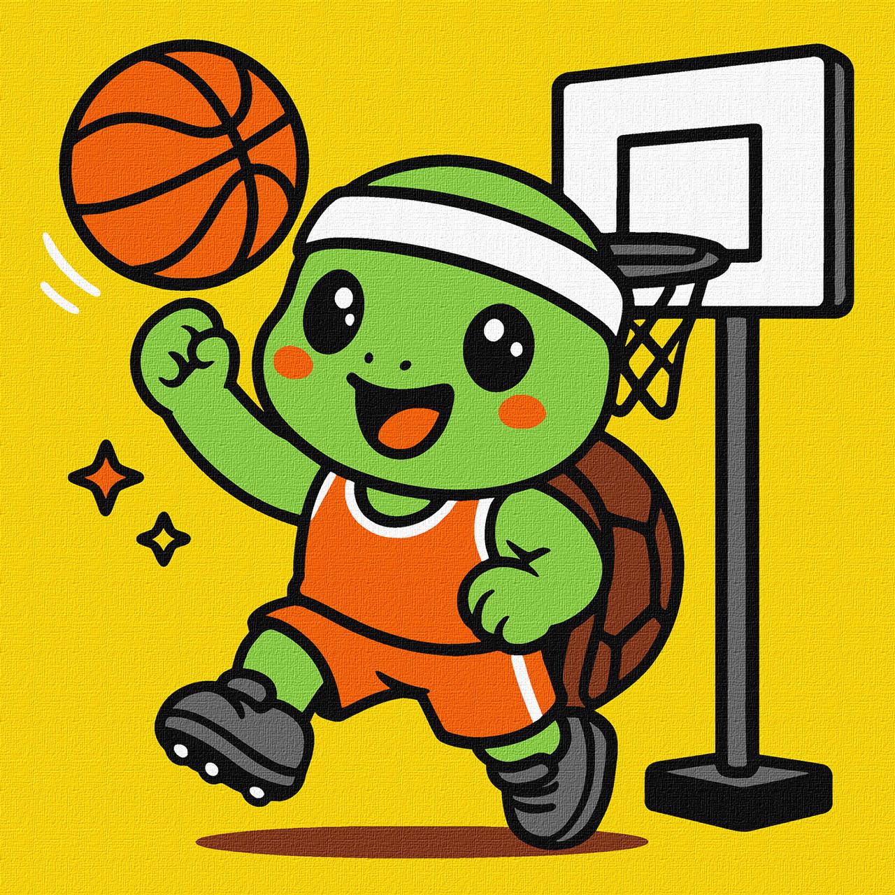 Картина по номерам Ideyka Черепашка играет в баскетбол 25х25 см (2824290187)