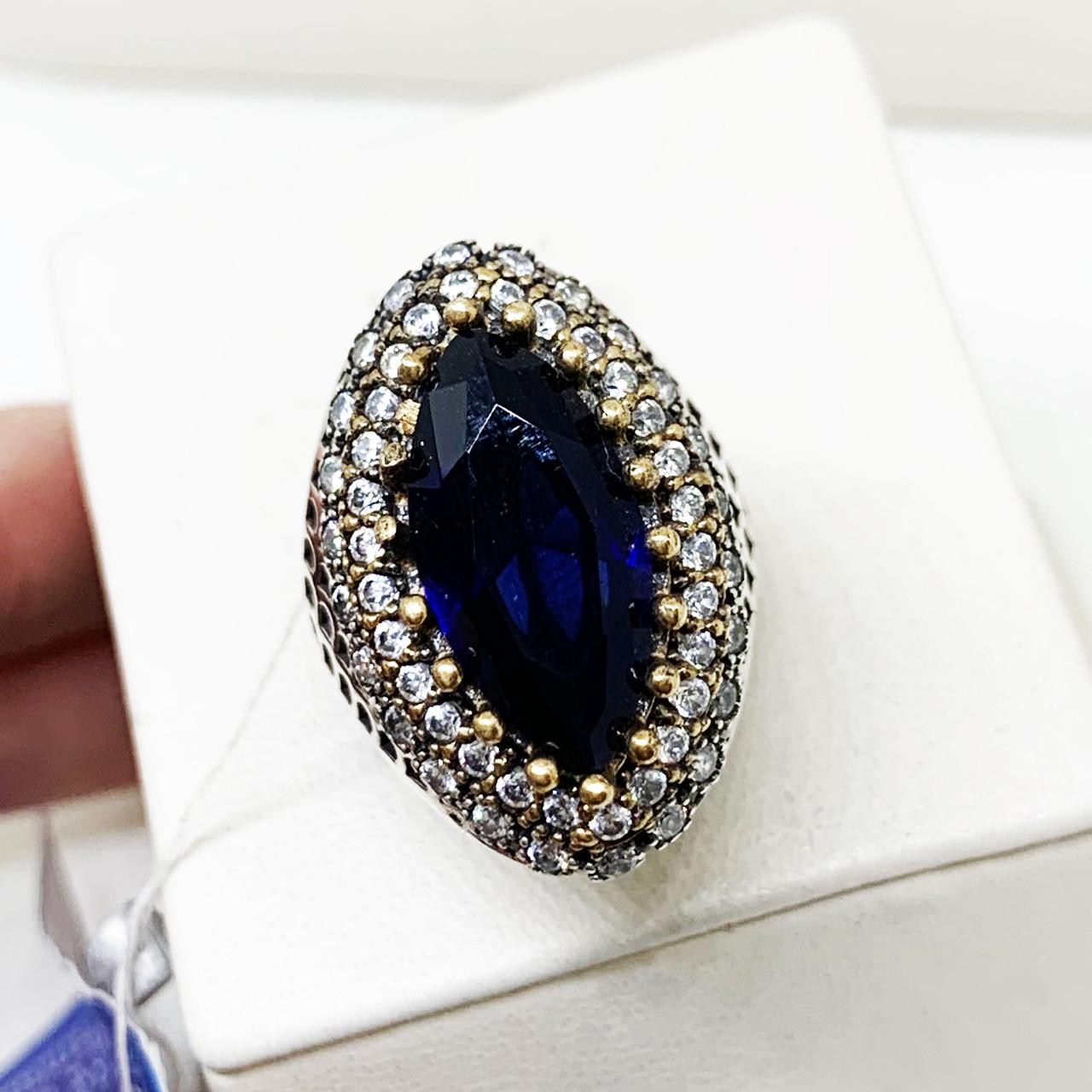 Кольцо серебряное с сапфиром р. 16,5 9.2 г (1597759943)