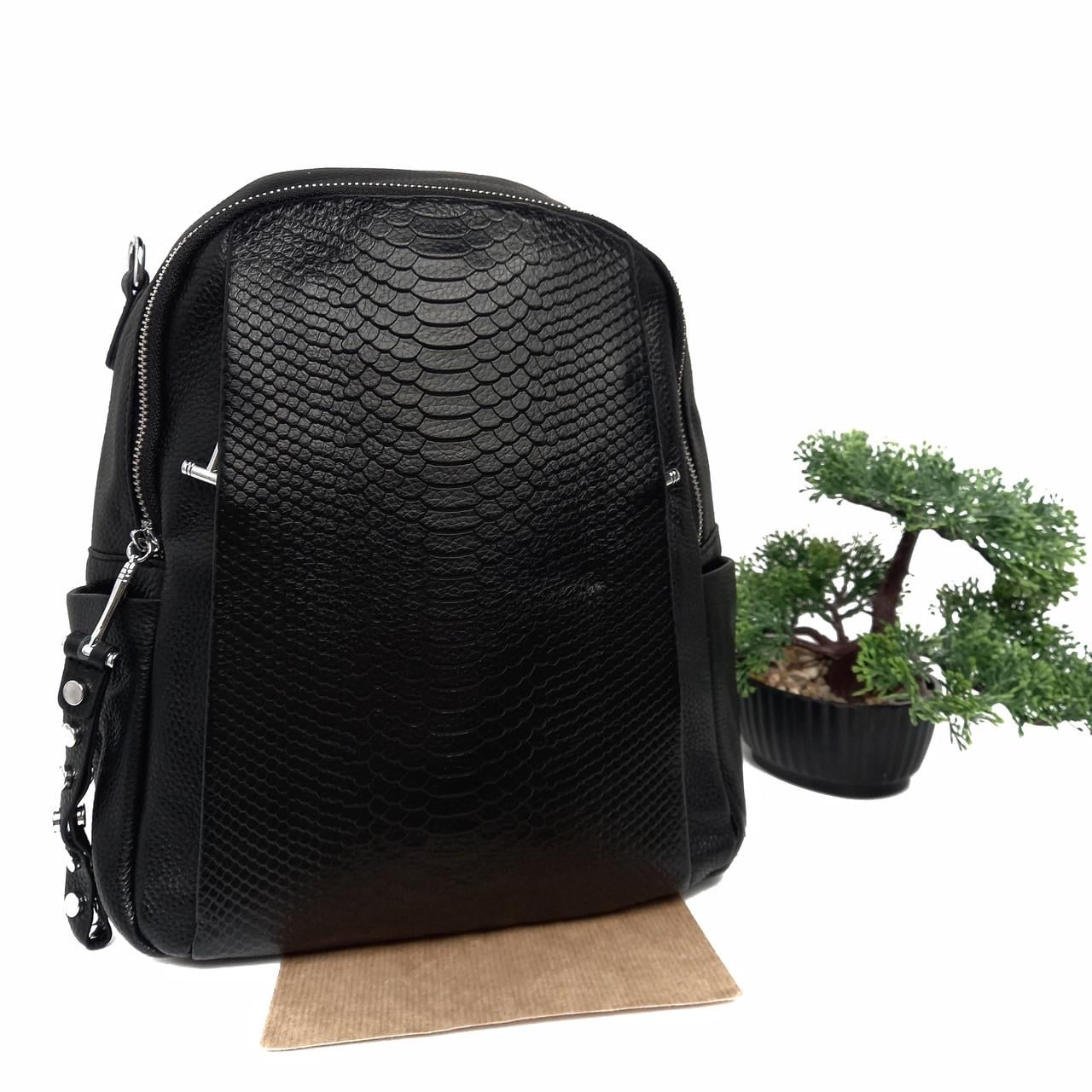 Рюкзак жіночий VivaVerba натуральна шкіра Чорний (6016 black)