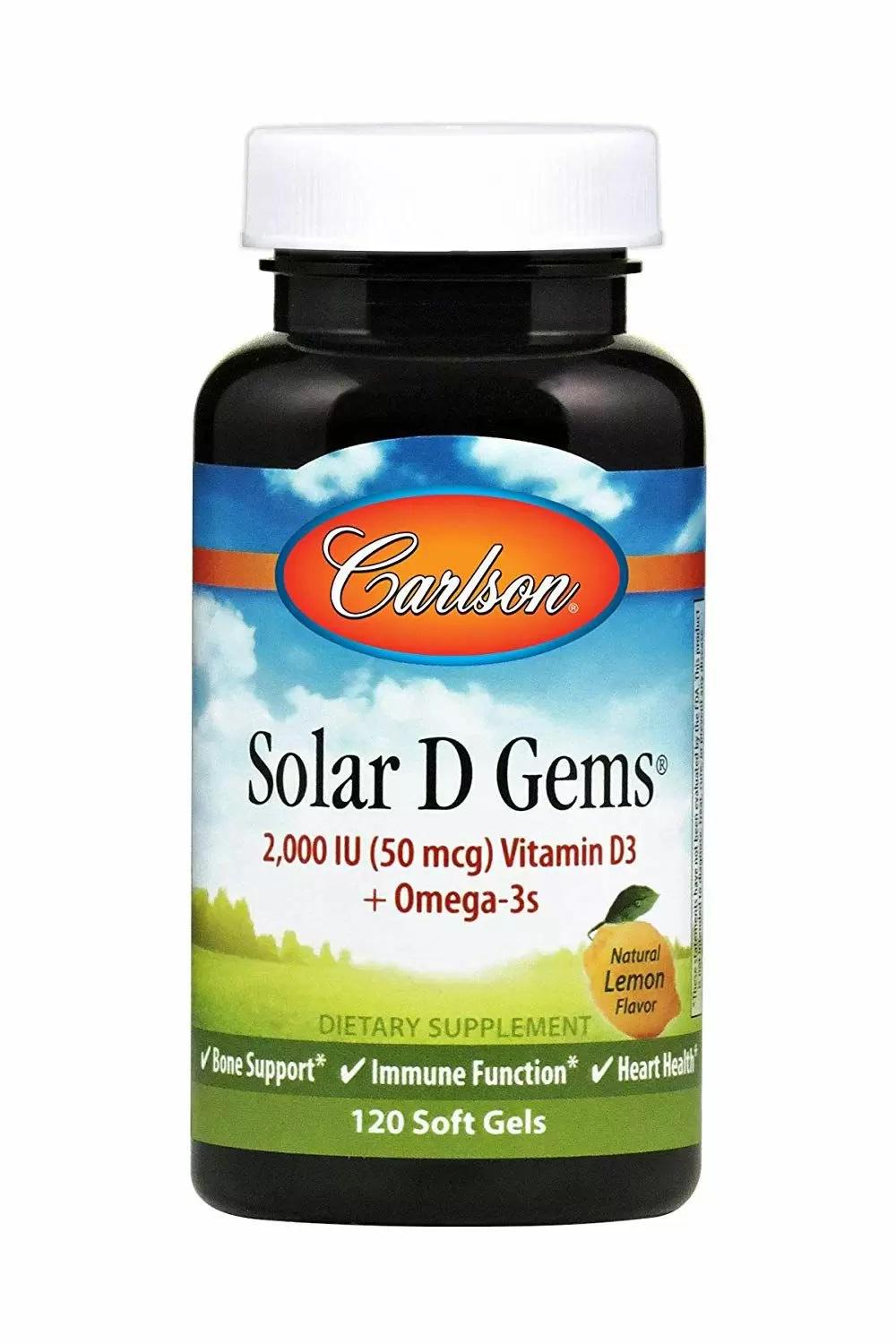 Витамин D Carlson Labs Solar D Gems 2 000 IU 120 Soft Gels Natural Lemon Flavor