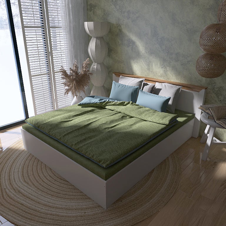 Кровать двуспальная Эверест Нордик-1400 крафт 164х213х82 см Белый (17369)