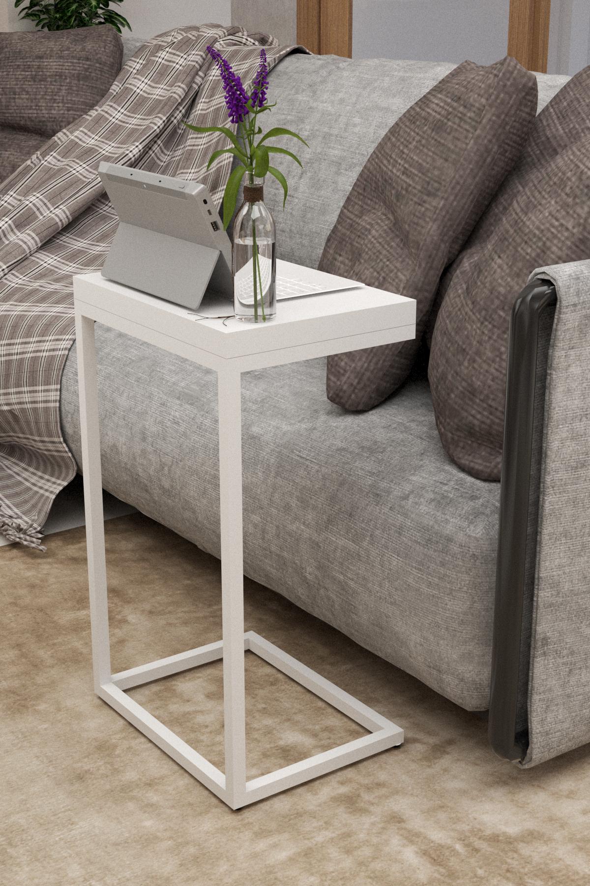 Столик приставной EcoLoft Сиена DSP-1226W-7 в стиле лофт Белый матовый (29197025)