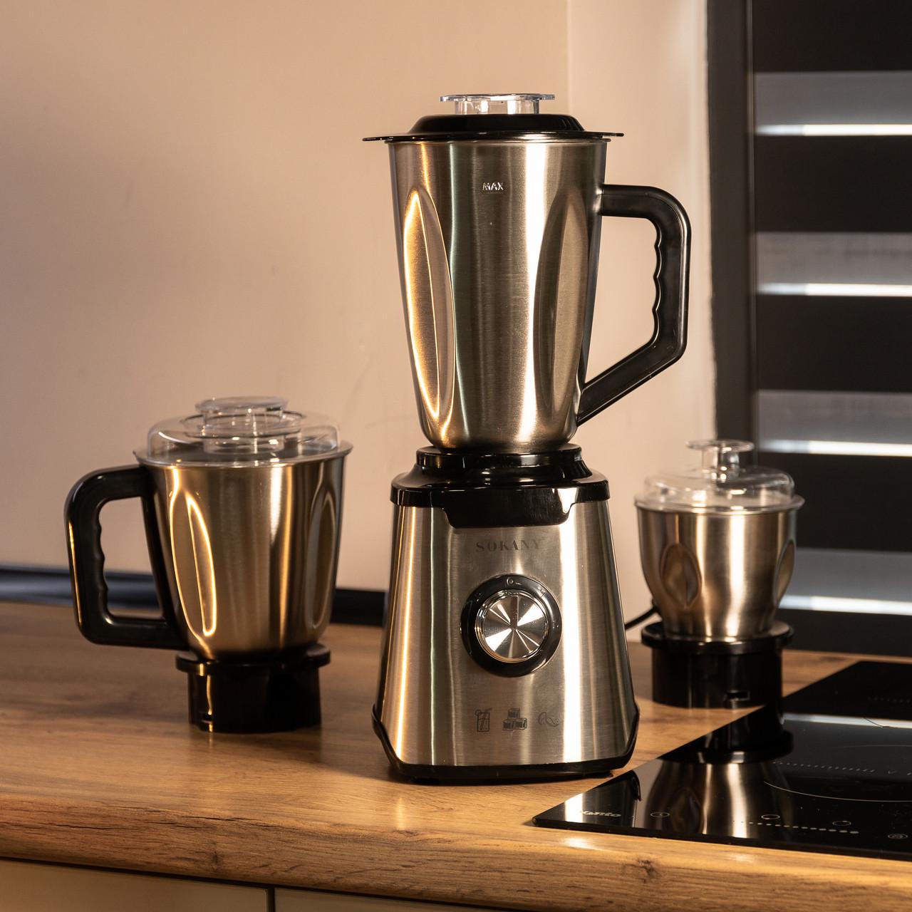 Блендер для коктейлей и смузи с кофемолкой Sokany SK-187 чаша 1,5 л 2 режима скорости 1000 Вт