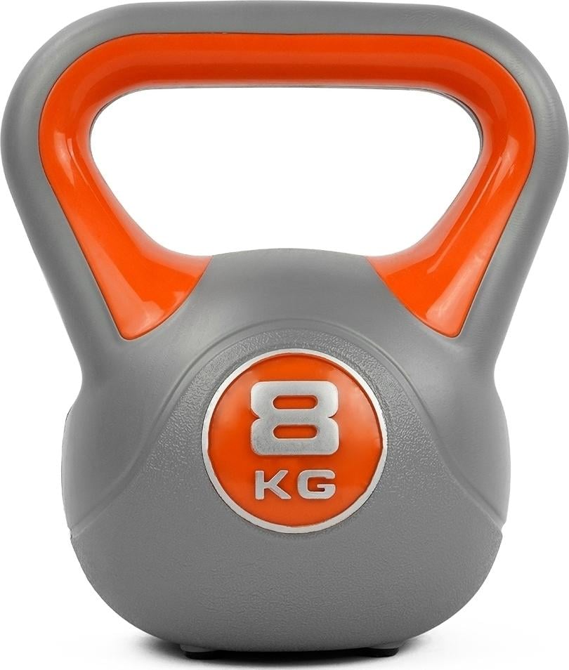 Гиря LiveUp PLASTIC KETTEL BELL 8,0 кг Оранжево-серый (LS2047-8)