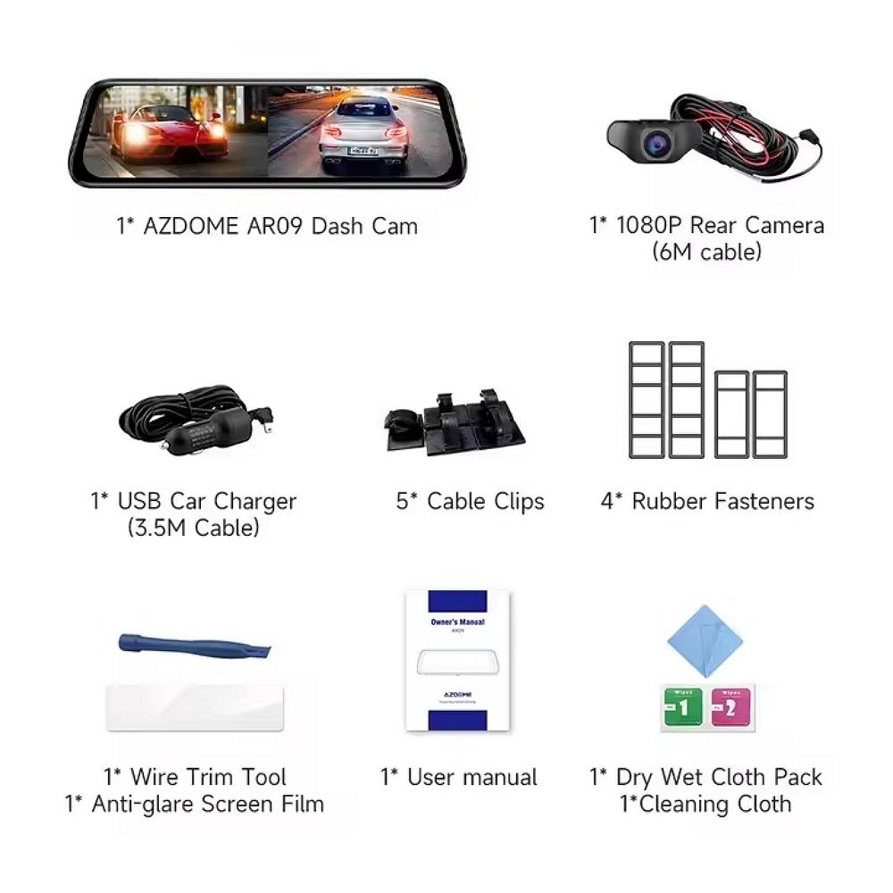 Відеореєстратор-дзеркало Azdome AR09 з двома камерами (25305835) - фото 7 Відеореєстратор-дзеркало Azdome AR09 з двома камерами (25305835) - фото 7