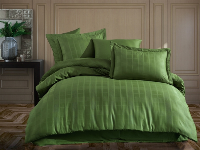 Комплект постельного белья Hobby Exclusive Sateen Diamond Ekose 200х220 см Оливковый