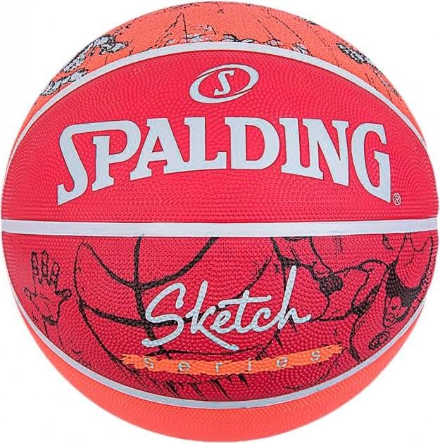 М'яч баскетбольний гумовий №7 Spalding Sketch Drible 689344406145 Червоний (84381Z)