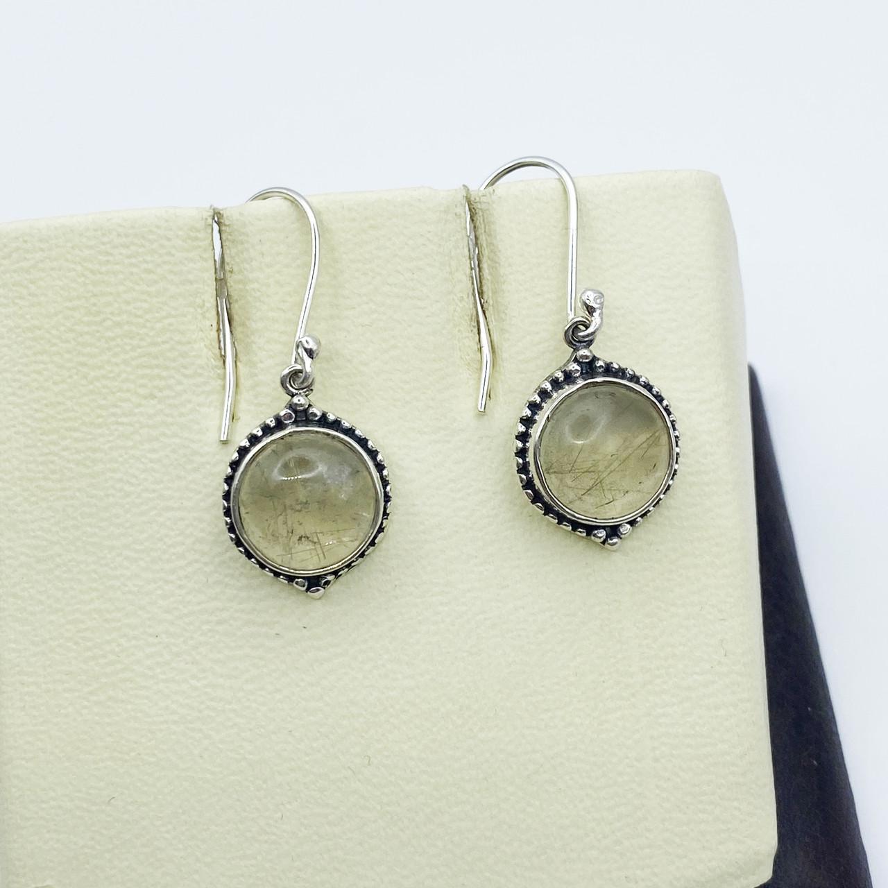 Серьги серебряные с волосатиком 4,14 г (2036524301)