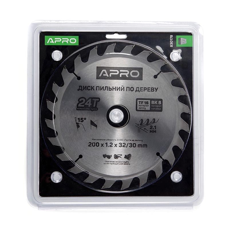 Диск пильный по дереву Apro 200х32/30х24Т (830178) - фото 2 Диск пильный по дереву Apro 200х32/30х24Т (830178) - фото 2