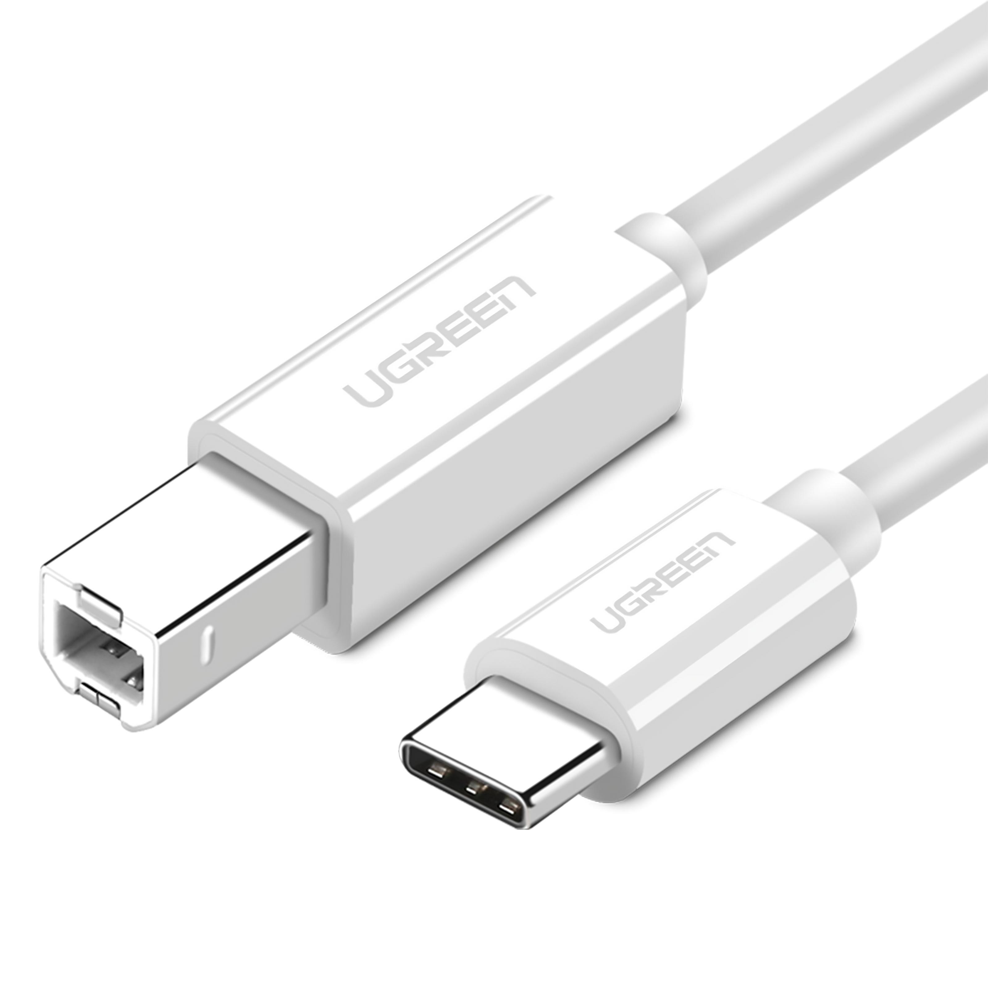 Кабель для принтера UGREEN Type-C-USB Type-B 2.0 480 Мбіт/с USB-C на USB-B 1 м Білий (40560)