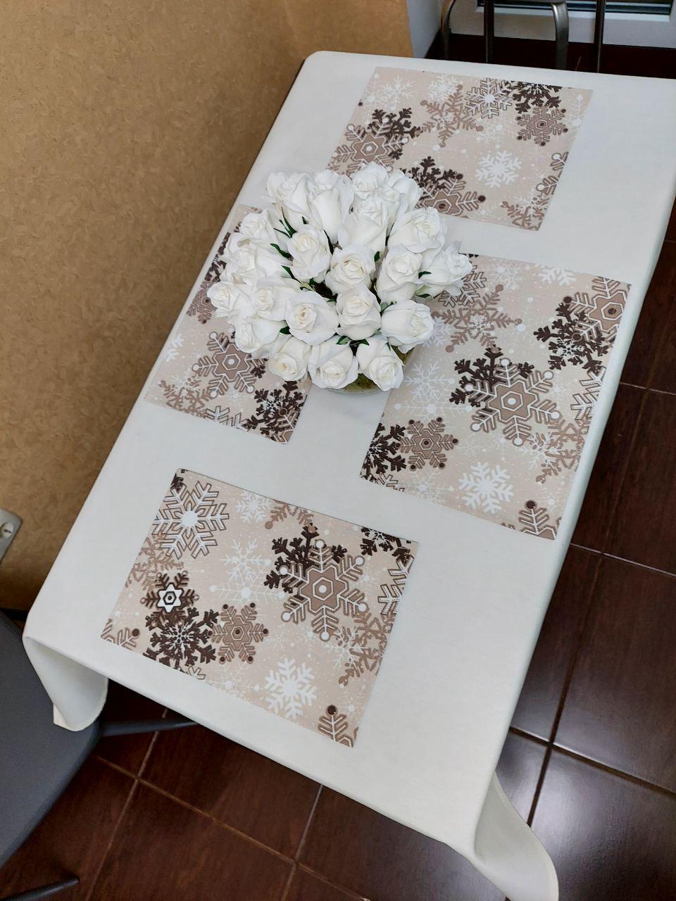 Набор водоотталкивающих салфеток Le masion de garny Снежинки 25x33 см 4 шт. Бежевый (24-02-11-33)