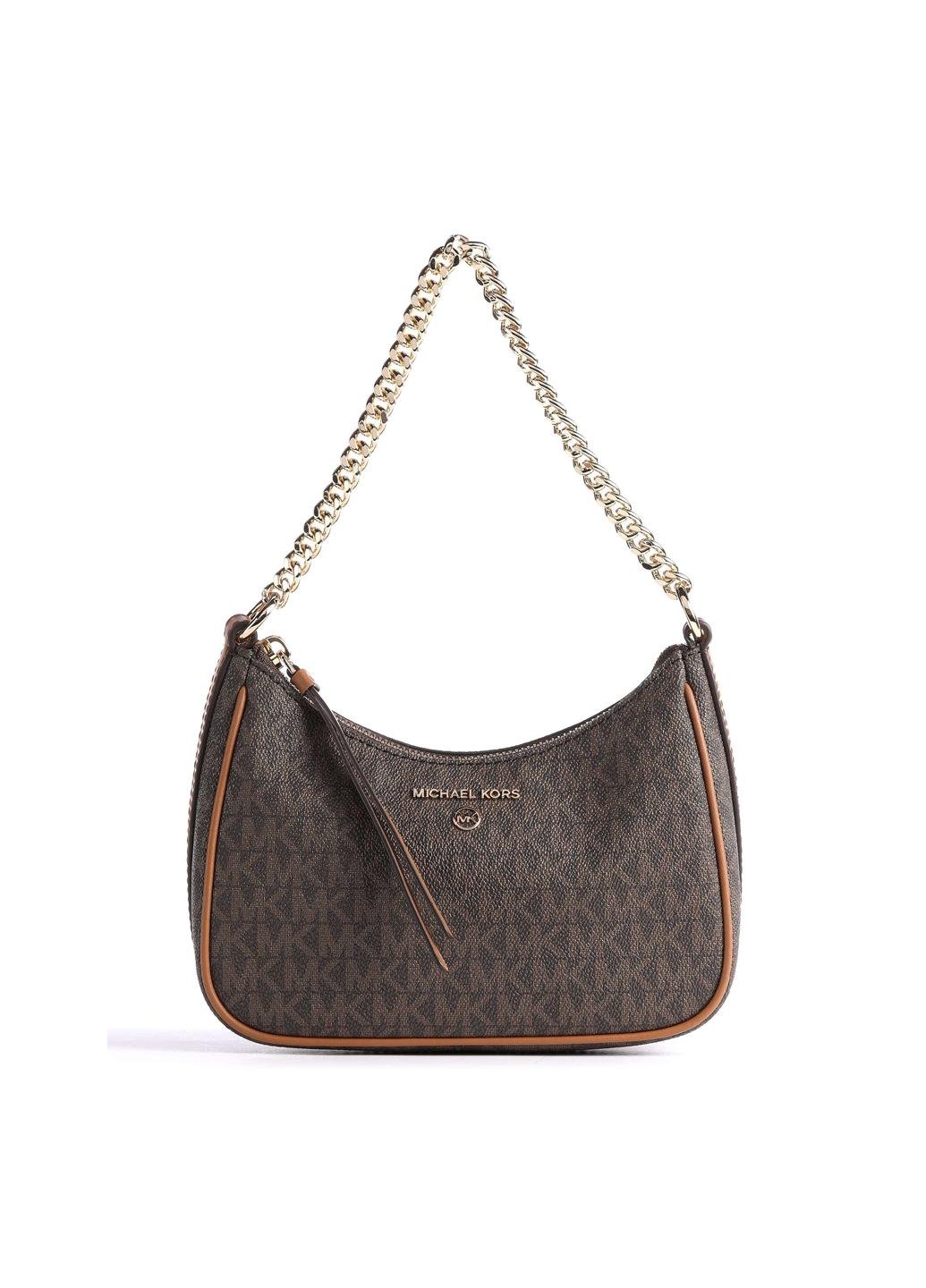 Сумка крос боді жіноча з еко шкіри Michael Kors Jet Set Charm Small Logo Pochette 32H1GT9C1B252 Темно-коричневий