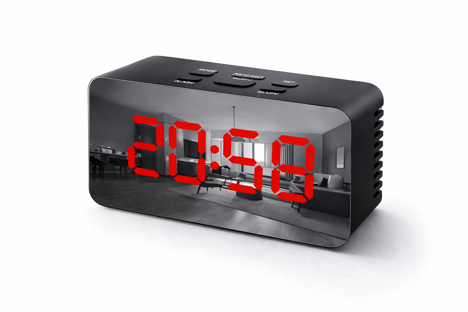 LED-часы зеркальные DS-3658L с будильником/термометром/красная подсветка Black (32465266)
