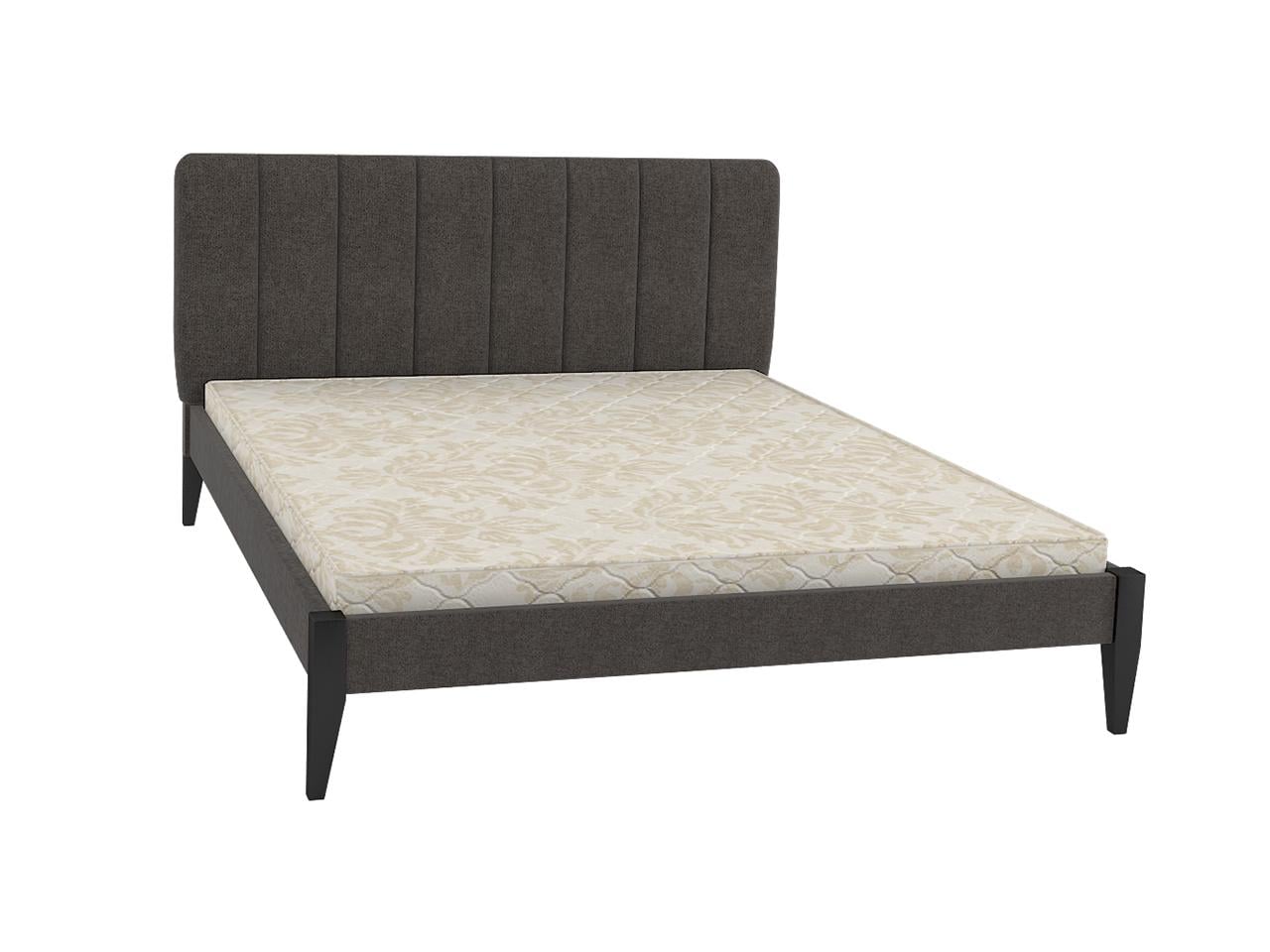 Кровать двуспальная MebiGrand Лондон ТК с мягким изголовьем Аляска 96 180x200 см Венге/Графитовый (51906)