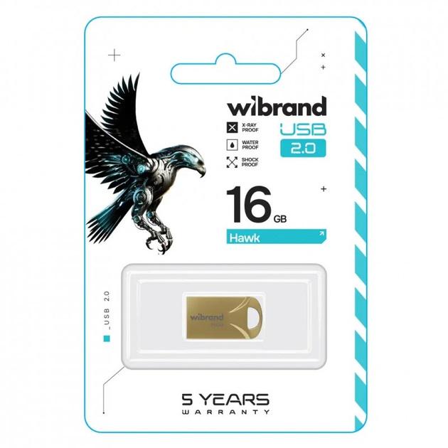 Флеш-память USB Wibrand WI2.0/HA16M1G Hawk 16 Гб Gold - фото 2