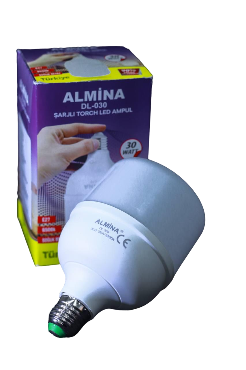 Лампочка аккумуляторная Almina 30W 3-4 часа автономной работы (8223)